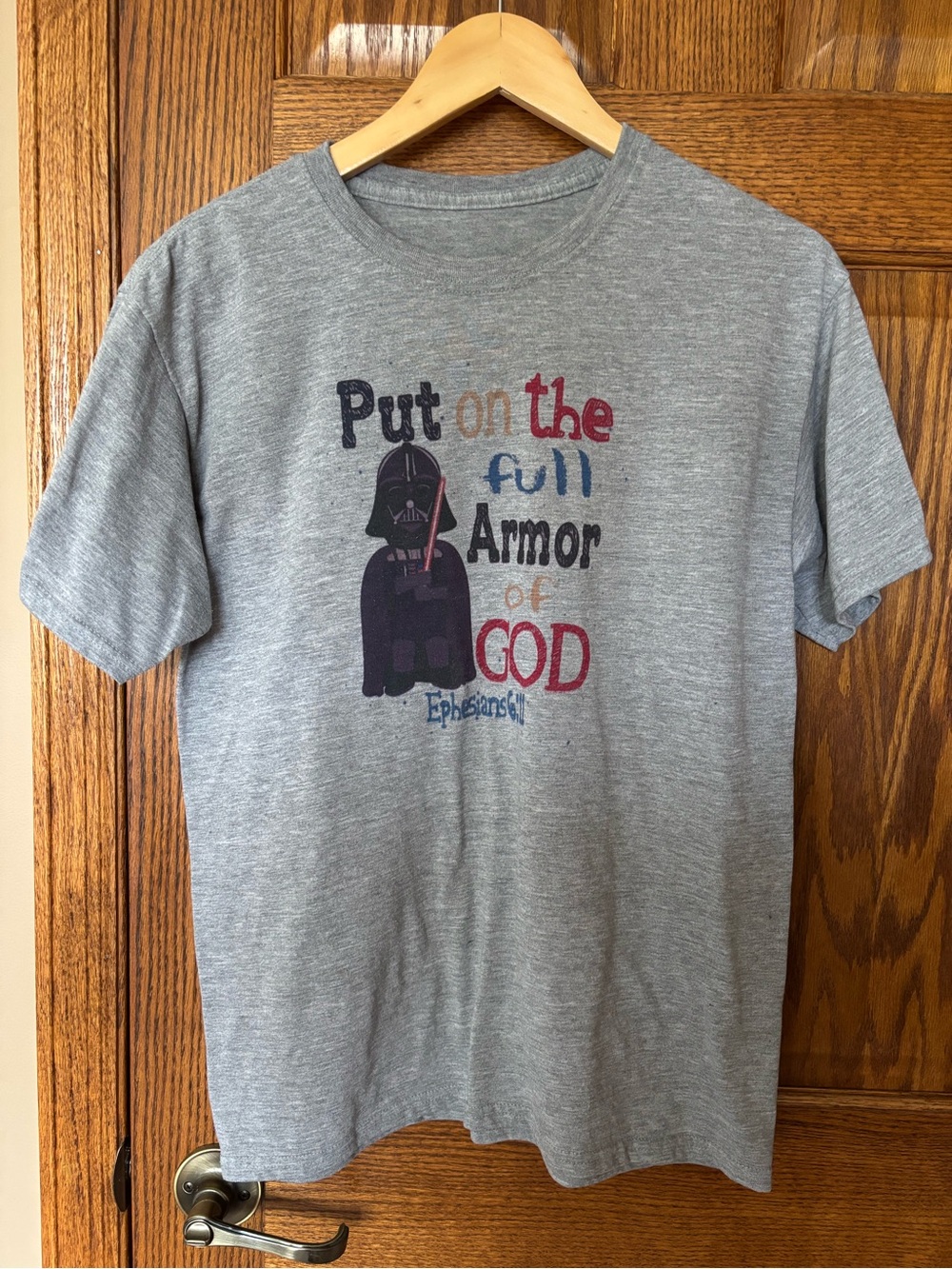 Kids Grey Graphic Tee - 'Put on the Full Armor of God'